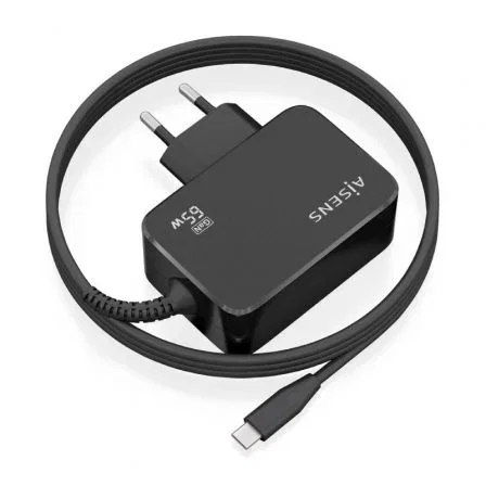 Aisens Cargador GaN 65W PD3.0 con cable USB-C de 1.8m - Negro Aisens Cargador GaN 65W PD3.0 con cable USB-C de 1.8m - Negro